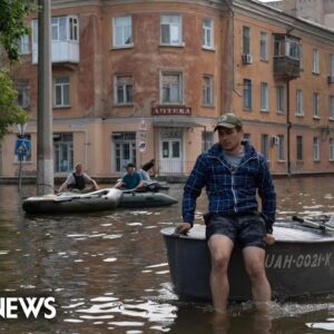 President Zelenskyy surveys damage from Nova Kakhovka dam explosion
