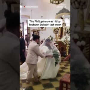 Wedding takes place in church flooded by typhoon