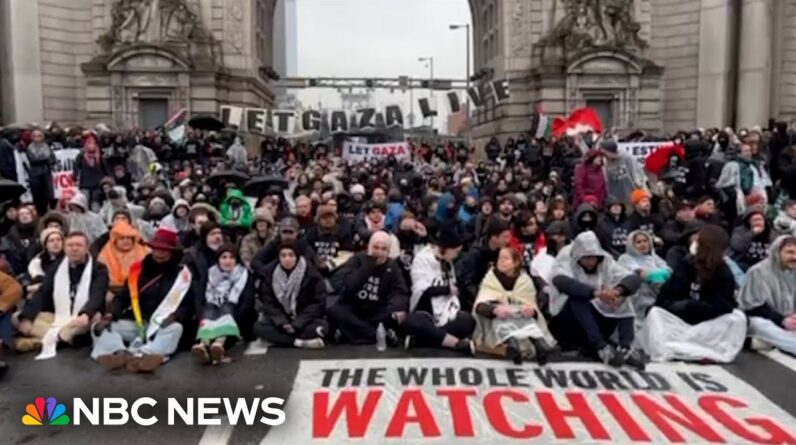 Hundreds call for cease-fire in Gaza during protest on Manhattan Bridge